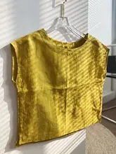 游吟 シンプルな麻製ノースリーブトップス【ラウンドネック・女性用・万能デザイン】
