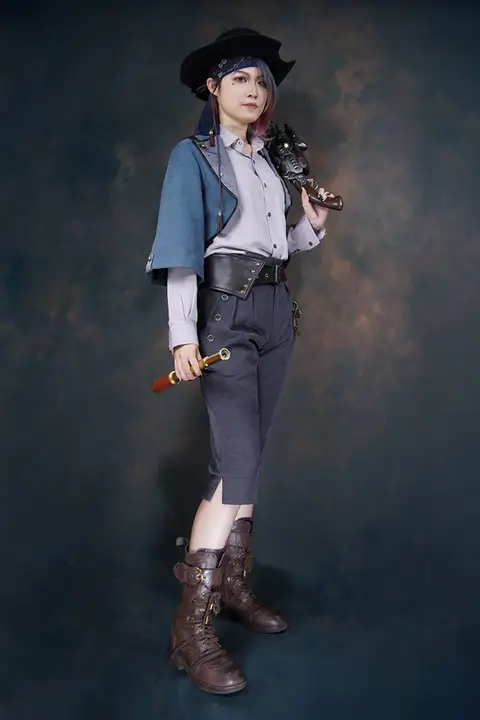 レトロ男女兼用 七分袖ピンリボンショートコート【スチームパンクスタイル・短丈・翻領】