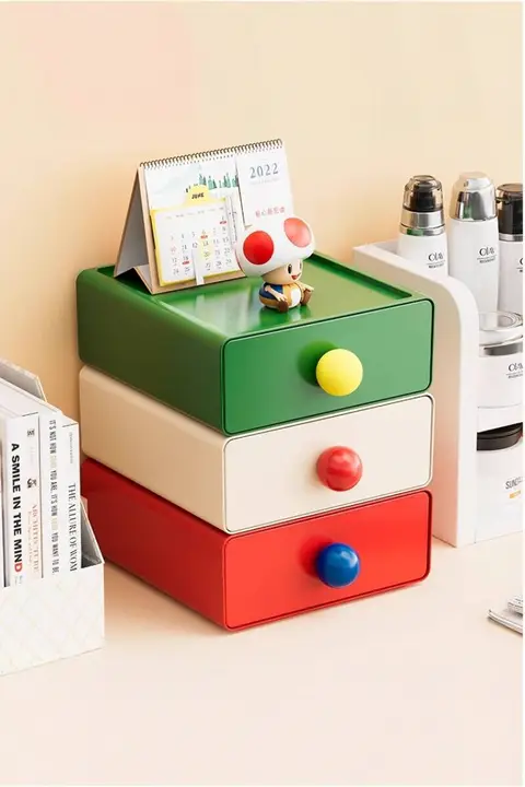 デスクトップ収納ボックス【引き出し式・雑貨整理・化粧品およびスナック用】