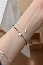 S925純銀の小さなハートブレスレット【シンプルデザイン・光沢のあるハート・女性用】