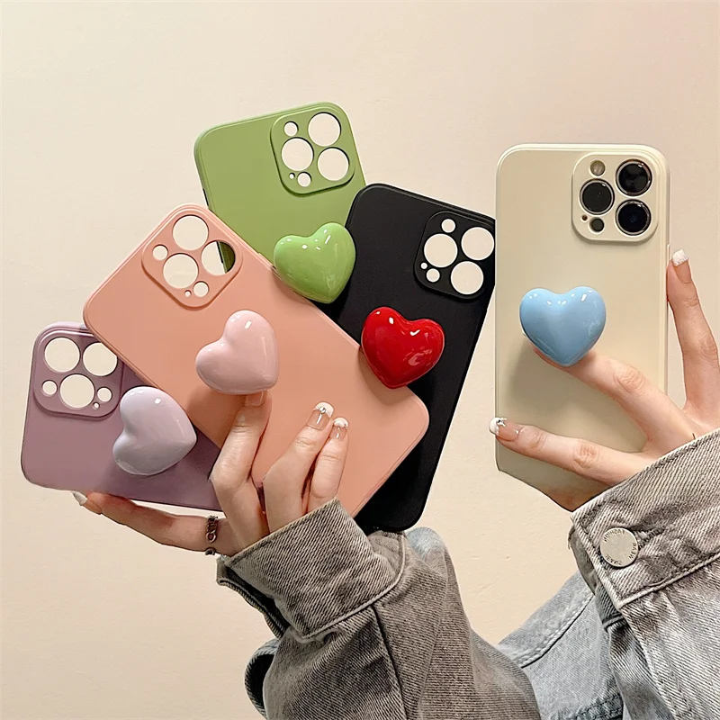 立体陶瓷ハートスタンド【iPhone用・シリコンケース対応】