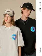 極上の柔らかさの純綿短袖Tシャツ【光ディスク装飾・男女兼用・ゆったりシルエット】