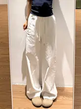 ホワイトワイドパンツ【ハイウエスト・スリムフィット・ストレートデザイン・カジュアルデニム】（セットアップ対応）