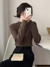 小立襟の長袖ニットトップス【シンプル・春秋冬用・女性用】
