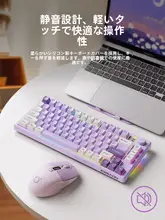 静音メカニカル感覚のワイヤレスBluetoothキーボード【コンパクトデザイン・女性向け】とマウス（セットアップ対応）