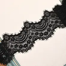 幅広の波形エッジの弾性レースフリル【DIY手作り用・透明感のある装飾布】