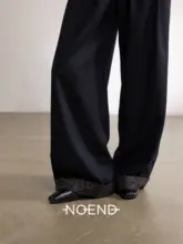 腰果花柄のロールアップデザインパンツ【秋冬用・フラップ付き・プリーツ加工】