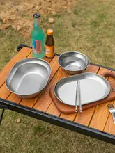 304ステンレス製 アウトドア用プレートセット【キャンプ・バーベキュー・食器一式】（セットアップ対応）
