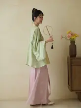 春夏用の褶みデザインの八破裙【漢服・秋木木デザイン】（セットアップ対応）