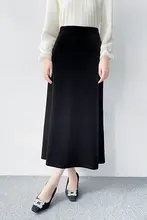 金糸ベルベットのハイウエストスカート【ブラック・スリムフィット・秋春用・ビジネス通勤対応】