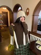 大きいサイズの韓国風レースニットバケットハット
