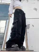 機能性束脚ワークパンツ【カップル・ストリートダンス・ゆったり・ブラック・ハイストリート】