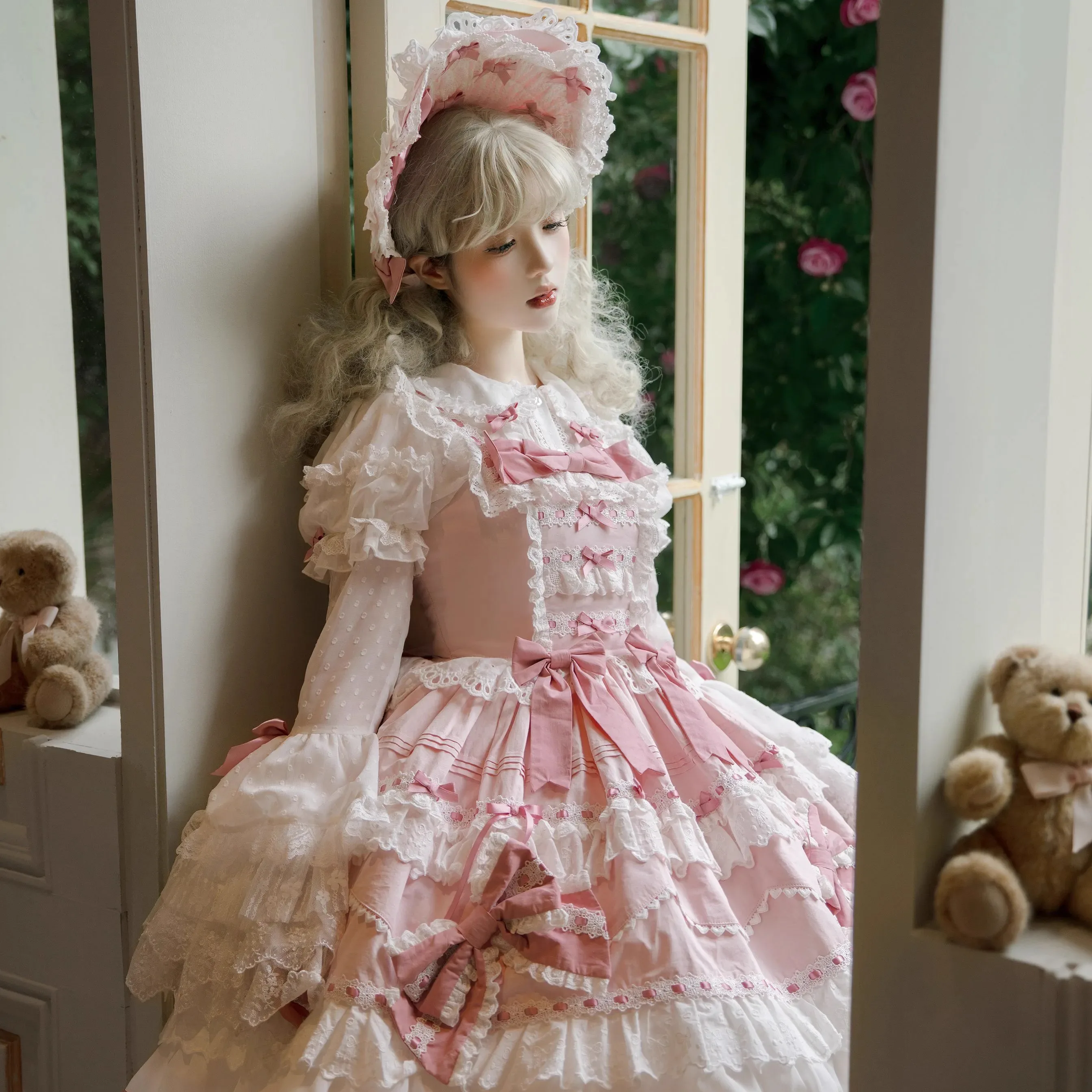 オリジナルデザインの純綿ジョスカート【心動くぬいぐるみ・ティーパーティー風・ロリータスタイル】（セットアップ対応）