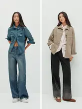 デニムパンツ レディース ワイドデニム 切り替え 脚長効果 美脚 トレンド カジュアル 春