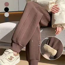 カラーブロックデザインの束脚シープフリースジョガーパンツ【秋冬用・極上の柔らかさ・フィット】