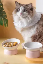 猫用陶器製フードボウル【高脚・傾斜口設計・耐倒壊・大口径】