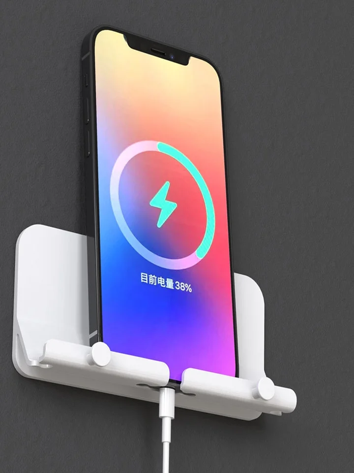 多機能スマートフォン充電スタンド【壁掛け・2つのフック付き・滑り止めマット・映画鑑賞用】