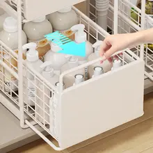 二段式キッチンシンク下収納棚【調味料ラック・食器整理・省スペース】