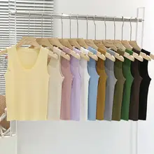 法式Uネックリブニットキャミソール【スリーブレス・春秋用】