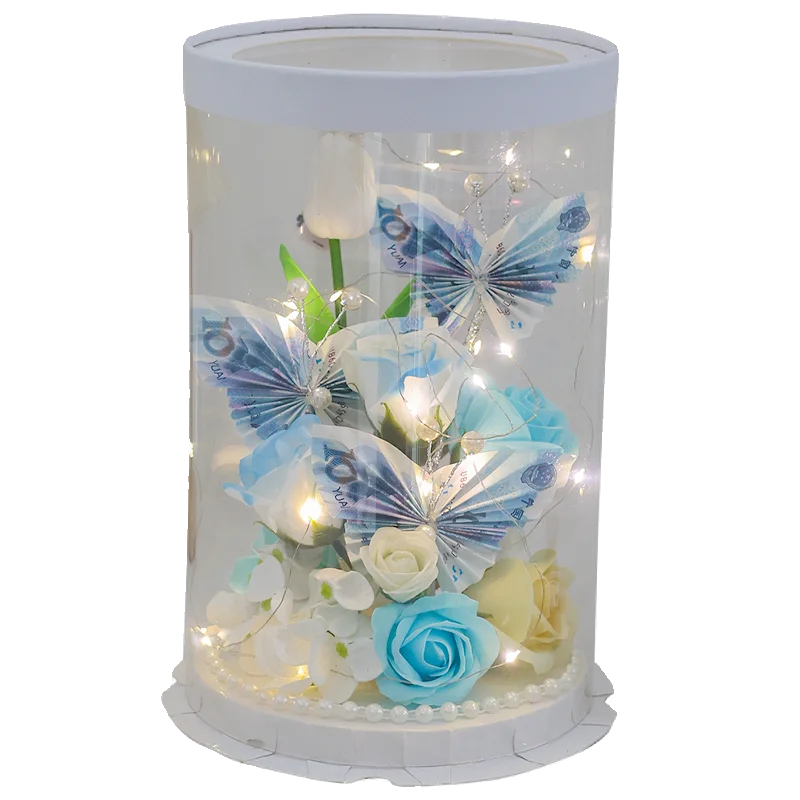 記念日向け DIY 蝶の造花ギフトボックス【お金の花・手作り材料セット・女性への誕生日プレゼント】