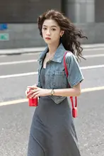小柄向け デニムショートジャケット【カジュアル・薄手・ポロカラー・短袖】