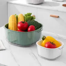 二層式水切りバスケット【プラスチック製・キッチン用・野菜・果物用】