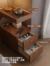 極薄デザインのミニ木製ベッドサイドキャビネット【省スペース・収納用】