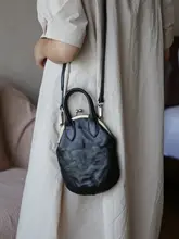 レトロな植物タンニン染め牛革の口金財布【女性用・手提げ・ショルダー・斜め掛け】