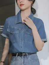 デザイン性に優れた夏用短袖デニムジャケット【韓国風・女性用・薄手】