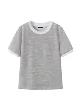 カジュアルなデザインの幅広ショートスリーブTシャツ【夏用・コントラストカラー・フィット】