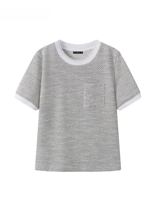 カジュアルなデザインの幅広ショートスリーブTシャツ【夏用・コントラストカラー・フィット】