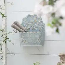 アンティークアイアン製 壁掛け花瓶【欧風デザイン・アウトドア・ホワイト】