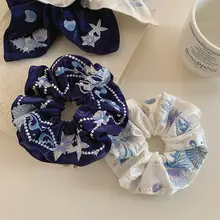 エレガントな海洋シリーズ刺繍フラワーヘアバンド【スクエアデザイン・低めのポニーテール用】