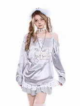 デザイン性に富んだオフショルダー長袖Tシャツ【レディース・カジュアル・ゆったりシルエット】