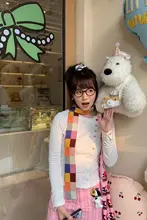 カラフルなチェック柄の二重織り製品【小ぶりで多用途・ストール】