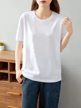 極上の柔らかさ コットン製 半袖Tシャツ【ホワイト・ルーズフィット・レディース】