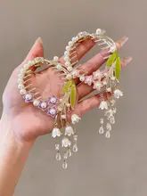 パールフリンジのポニーテールクリップ【高めのまとめ髪用・お団子ヘアアクセサリー】