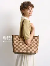 大容量トートバッグ【犬のチェッカーボードプリント・通勤・カジュアル】