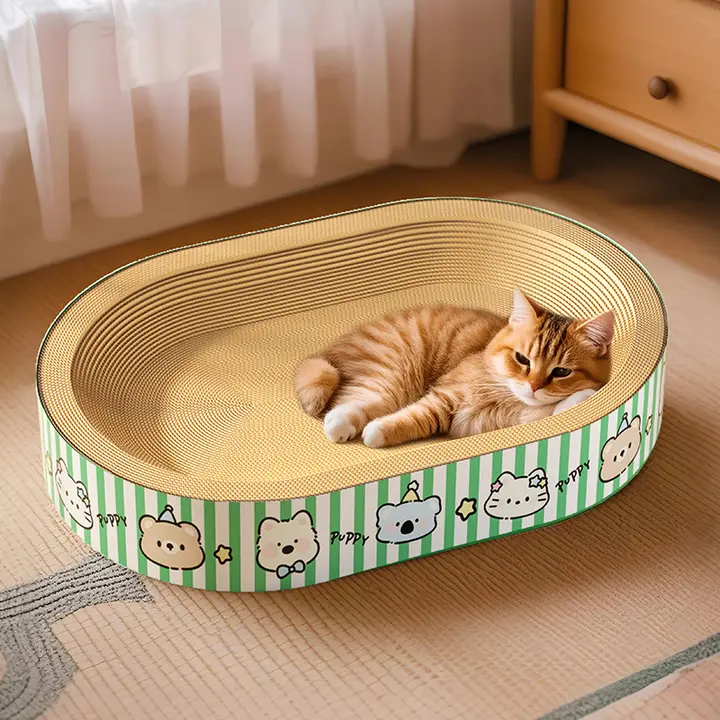 hipidog 円形キャットグラブボード＆キャットベッド【耐摩耗・ほこりが出ない段ボール製】