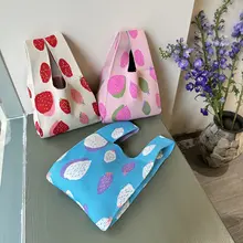 ストロベリーニット トップハンドルバッグ 韓国版かわいい
