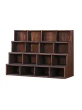 天然木製 テーブル用収納ボックス【茶道具・茶杯スタンド・棚付き】