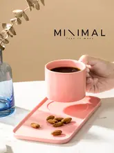 マカロン色の陶器製カフェカップ＆プレートセット【高級感あるデザイン・午後のお茶用・小さめ】