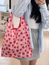 レトロローズデザインのエコバッグ【大容量・折りたたみ可能・ショッピング用】