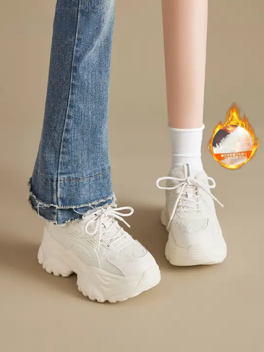 加熱効果がある厚手の老爹靴【秋冬用・厚底・カジュアル・女性用】
