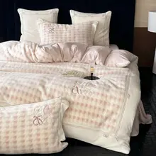 極上の柔らかさのダブルフェイスフリース四点セット【千鳥格子・抗静電気】（セットアップ対応）