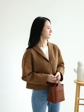 温かみのある千鳥格子デザインのウールコート【秋冬用・復古スタイル・ハンドメイド】