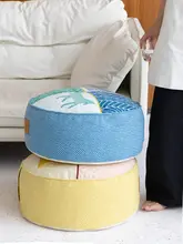 フランス風デザインの立体円形オットマン【洗える・用】