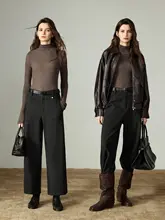 バナナパンツ レディース アンクル丈 ドレープ バルーンシルエット ハイウエスト きれいめ 知的 通勤 冬