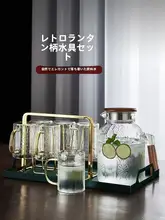 ヴィンテージスタイルの耐熱ガラス製冷水ポット【大容量・家庭用・ティーポット・セット】