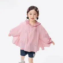 UPF50+対応 女の子用 軽量透湿 防紫外線パーカー【春夏用・甘いデザイン】